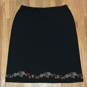 Nine & Company Women’s Black Skirt with Floral Embroidery L